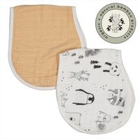 Maccie 2-in-1 Burp Cloth + Bib - Scandi Animals / Beige 